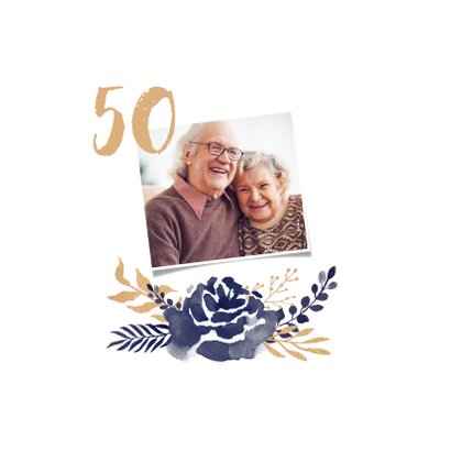 Jubileum uitnodiging 50 jaar bloemen waterverf foto's 2