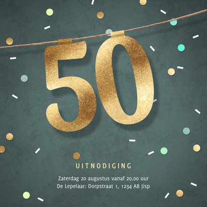 Jubileum uitnodiging 50 jaar feestelijk koort getal 2
