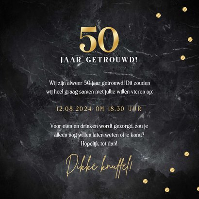 Jubileum uitnodiging 50 jaar getrouwd gouden confetti 3