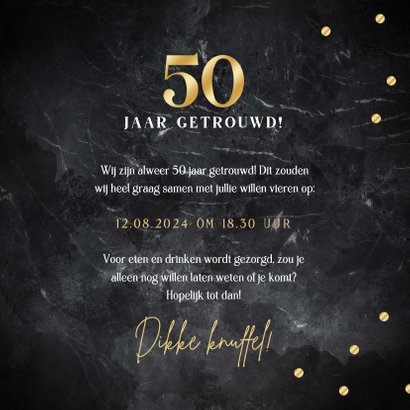 Jubileum uitnodiging 50 jaar getrouwd gouden confetti 3