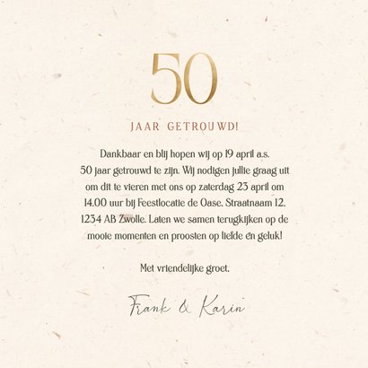 Jubileum uitnodiging 50 jaar klassiek met bloemen 3