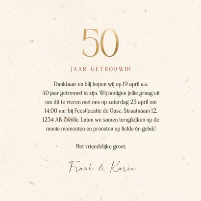 Jubileum uitnodiging 50 jaar klassiek met bloemen 3