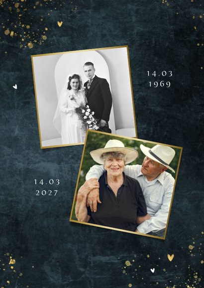 Jubileum uitnodiging 60 jaar getrouwd goud blauw 2