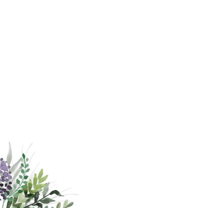 Jubileum uitnodiging 60 jaar klassiek botanisch paars groen Achterkant