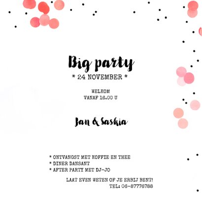Jubileum uitnodiging confetti feest 3