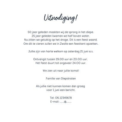 Jubileum uitnodiging feestelijk met fotolijstjes en confetti 3