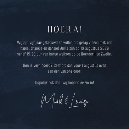 Jubileum uitnodiging fotocollage 5 jaar getrouwd 3