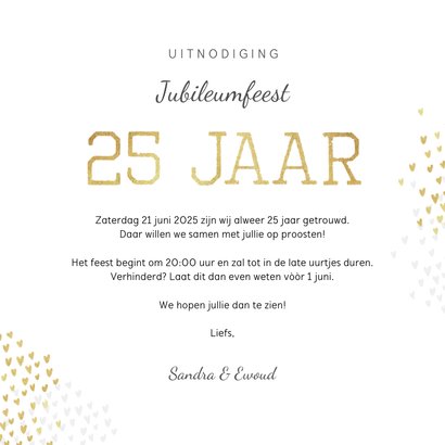 Jubileum uitnodiging goud hartjes stijlvol foto's 3