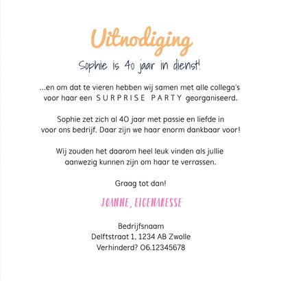 Jubileum uitnodiging medewerker X jaar in dienst feestelijk 3