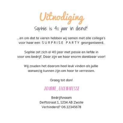 Jubileum uitnodiging medewerker X jaar in dienst feestelijk 3