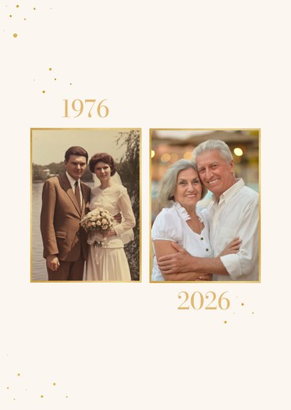 Jubileum uitnodiging met foto's en gouden spetters 50 2