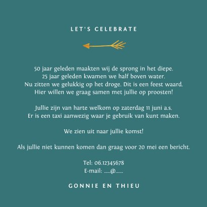 Jubileum uitnodiging stijlvol met gouden typografie 3