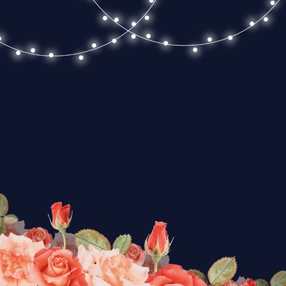 Jubileum uitnodiging stijlvol rood bloemen rozen lampjes 2