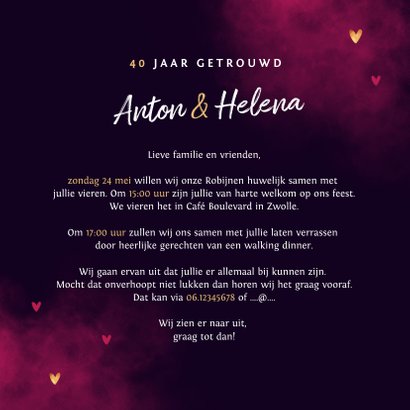 Jubileum uitnodiging true love neon hartjes 3