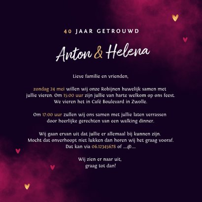 Jubileum uitnodiging true love neon hartjes 3