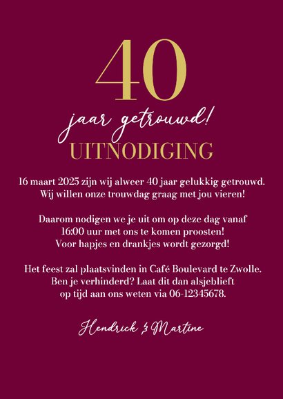 Jubileumfeest 40 jaar getrouwd trouwdag confetti goud 3