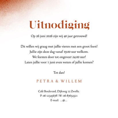 Jubileumfeest 40 jaar robijn waterverf foto's label hartjes  3