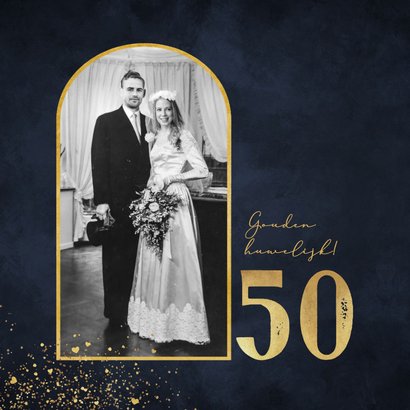 Jubileumfeest 50 fotocollage gouden huwelijk hartjes 2