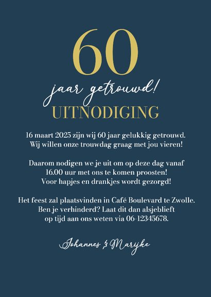 Jubileumfeest 60 jaar getrouwd trouwdag confetti goud 3