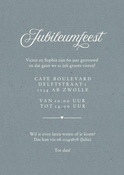 Jubileumfeest 60 jaar vintage kant bloemen foto kraft 3