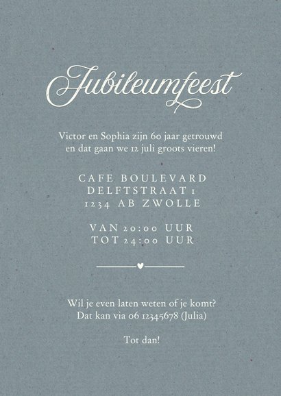 Jubileumfeest 60 jaar vintage kant bloemen foto kraft 3