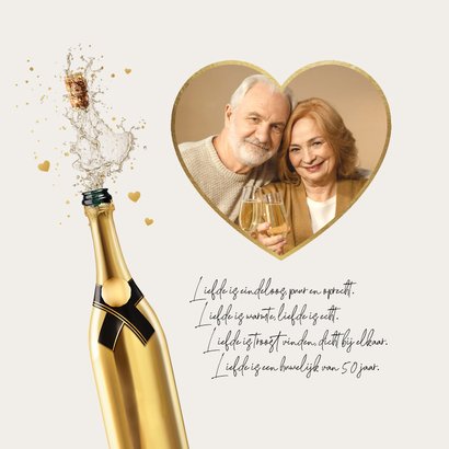 Jubileumfeest champagne uitnodiging hartjes liefde foto 2