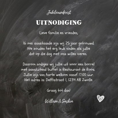 Jubileumfeest huwelijk hout krijtbord lampjes foto jaartal 3