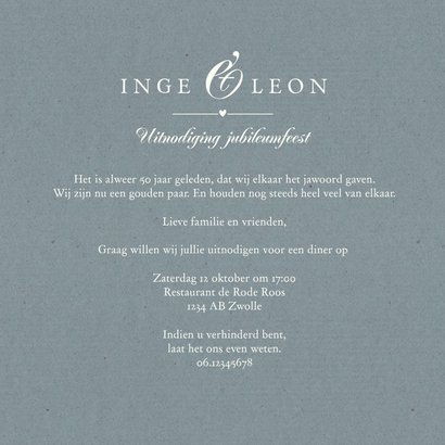 Jubileumfeest klassiek vintage kant krans uitnodiging kraft 3