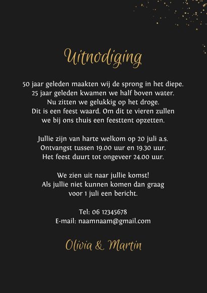 Jubileumfeest uitnodiging 50 jaar getrouwd goud kalender 3