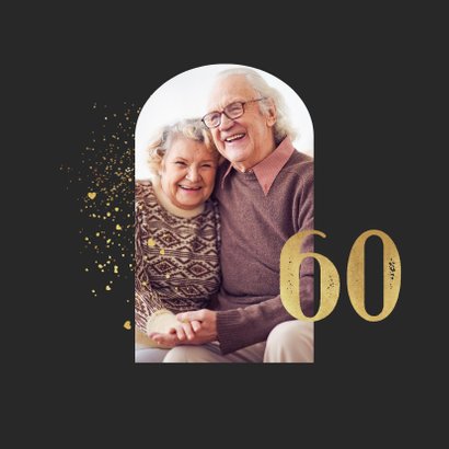 Jubileumfeest uitnodiging goud 60 jaar getrouwd foto hartjes 2