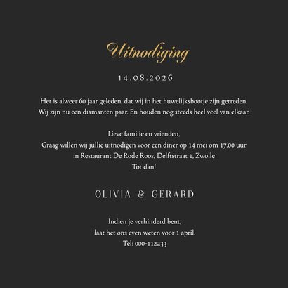 Jubileumfeest uitnodiging goud 60 jaar getrouwd foto hartjes 3