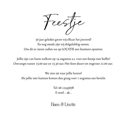 Jubileumfeest uitnodiging goud hartjes foto feestje 3