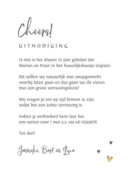 Jubileumfeest uitnodiging hartjes stijlvol foto 3
