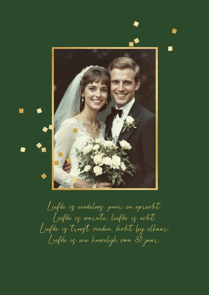 Jubileumfeest uitnodiging huwelijk 30 jaar confetti goud 2