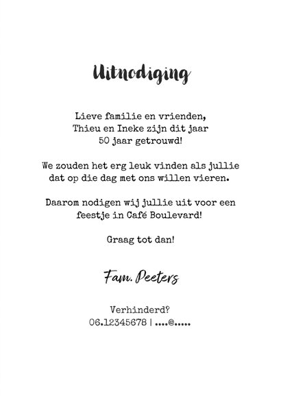 Jubileumfeest uitnodiging industrieel hout huwelijk 3