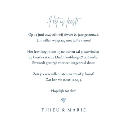Jubileumfeest uitnodiging klassiek diamant waterverf foto's 3