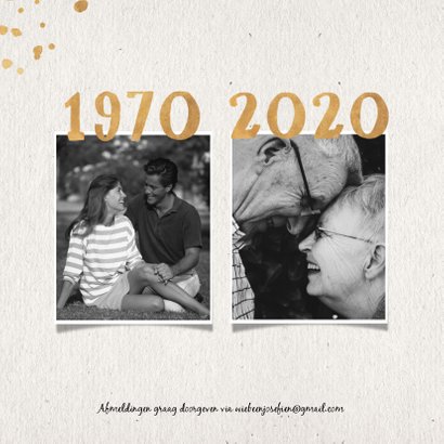Jubileumkaart 1970 met gouden spetters en foto's 2