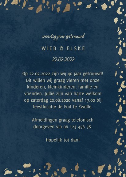 Jubileumkaart 40 jaartallen donkerblauw met terrazzo 3