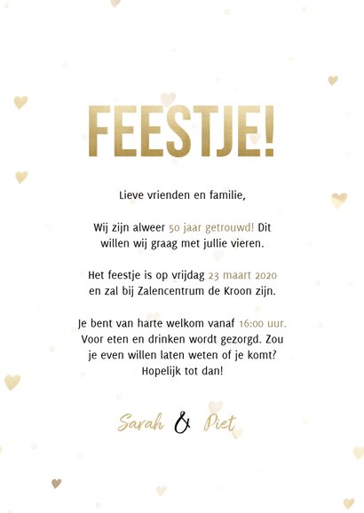 Jubileumkaart 50 jaar getrouwd gouden jaartallen 1970 - 2020 3