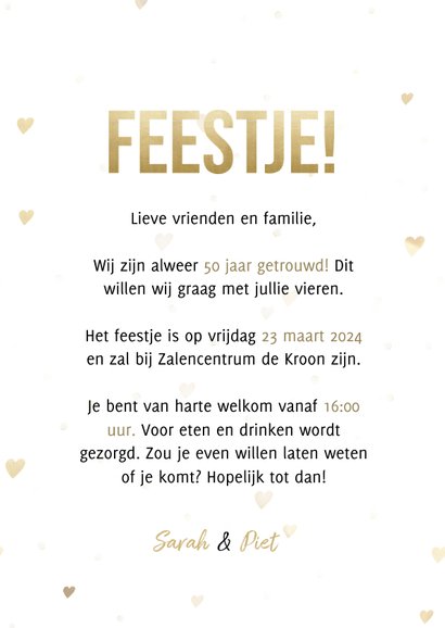 Jubileumkaart 50 jaar getrouwd gouden jaartallen 1972 - 2022 3