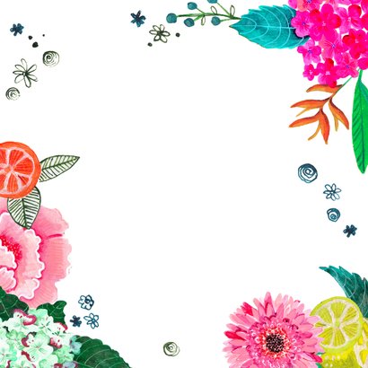 Jubileumkaart 50 jaar samen met foto en bloemen Achterkant