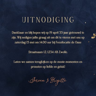 Jubileumkaart 55 jaar goud met aquarel bloemen 3