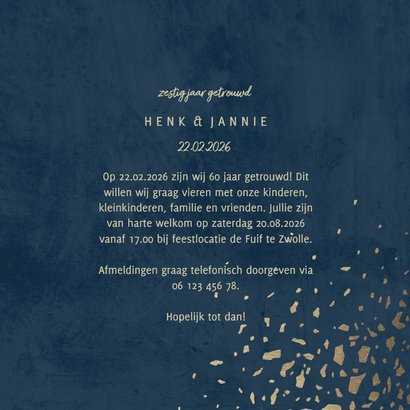 Jubileumkaart 60 foto jaartallen donkerblauw met terrazzo 3