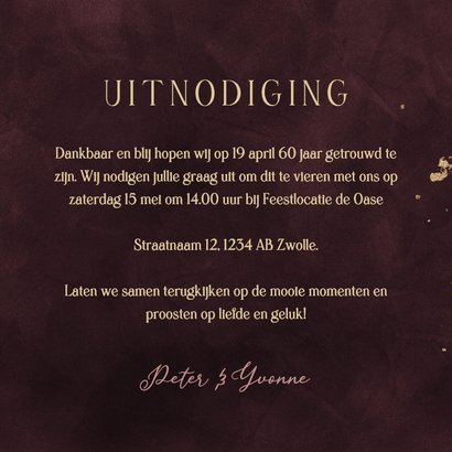 Jubileumkaart 60 jaar goud met aquarel bloemen 3