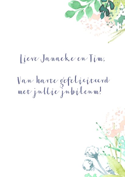 Jubileumkaart aanpasbaar, met hartje van bloemen 3