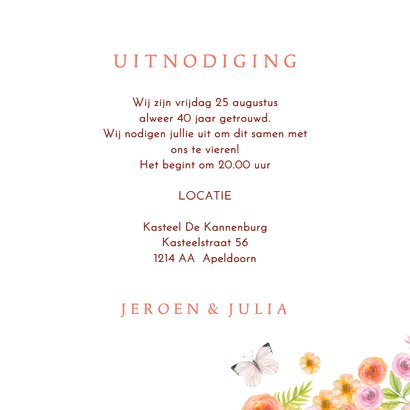 Jubileumkaart aquarel bloemen 3