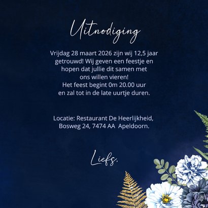 jubileumkaart blauwe pioenroos goud 3