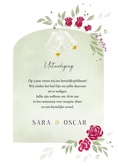 Jubileumkaart botanisch weddingbells 3