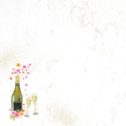 Jubileumkaart champagne en aquarelbloemen 2