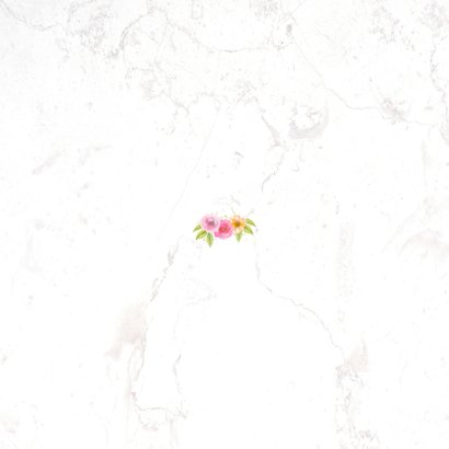 Jubileumkaart champagne en aquarelbloemen Achterkant